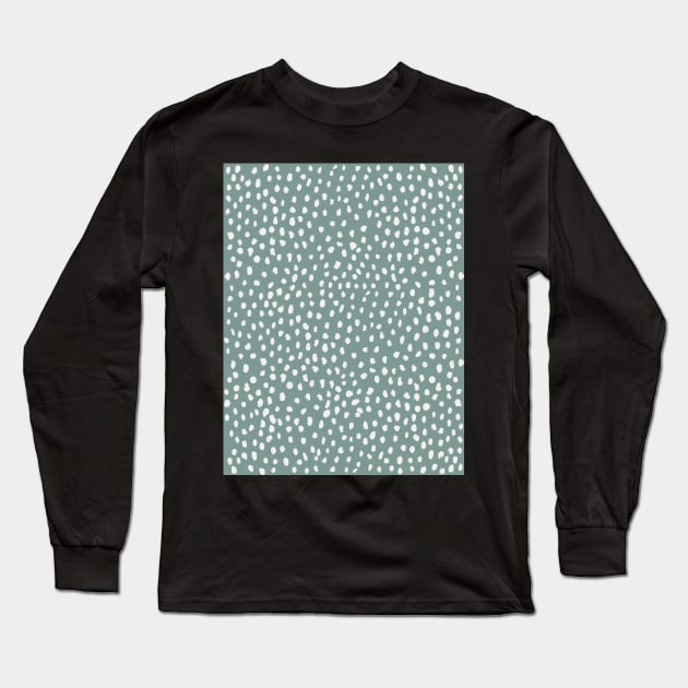 Sea Green Dalmatian Print Mask Long Sleeve T-Shirt by cait-shaw